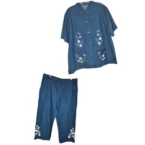 JANE ASHLEY Denim / Chambray Pants Shirt set